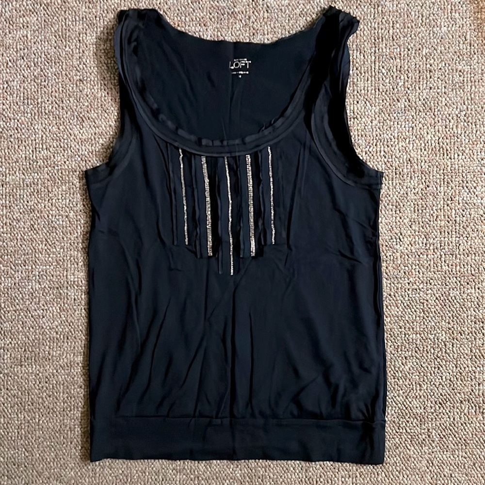 Loft Navy Tank w/ sequins, Medium